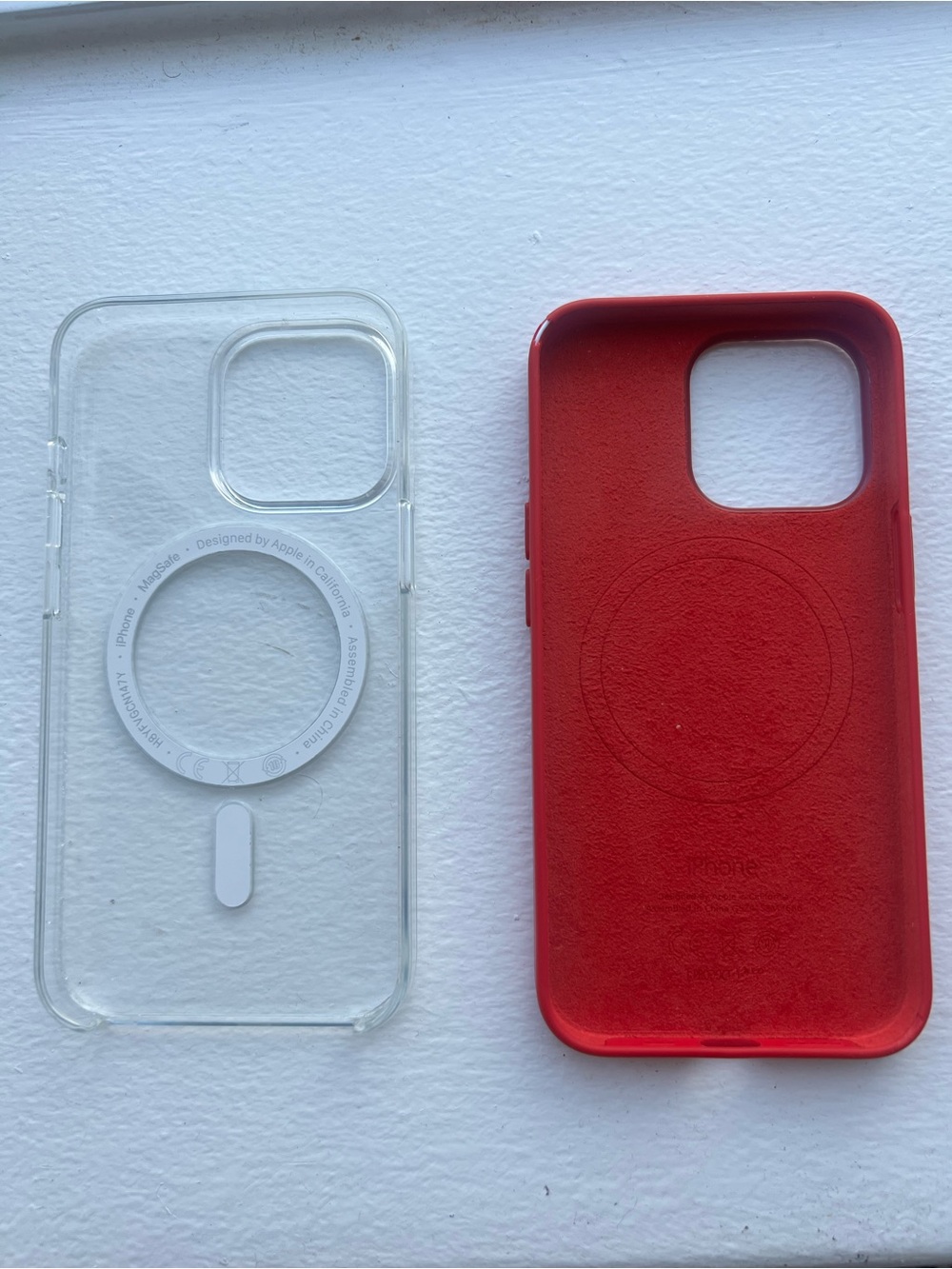 Apple iPhone 13 Pro mag safe silicone red case and clear case
